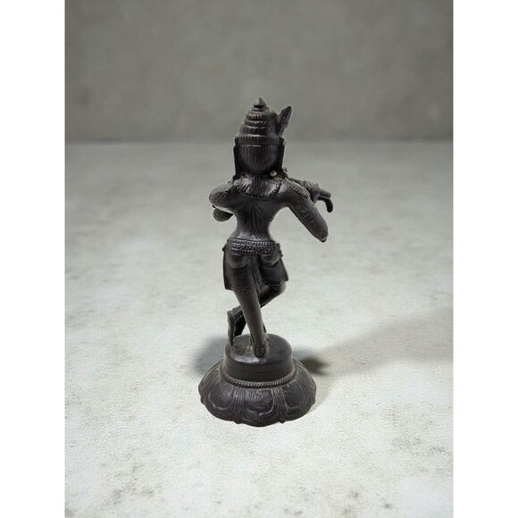 Vintage Lord Krishna Playing His Flute 4.25” Bronze Statue Exquisite Detail - Picture 3 of 9